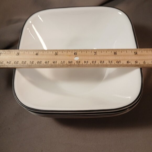 Corelle Corning Simple Lines 4 Square Bowls Vitrelle Glass Made in USA - Picture 9 of 10